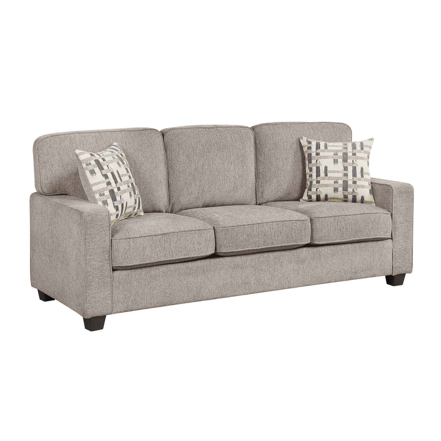 Chenille Taupe Fabric Sofa Set with 4 Decorative Pillows 9748
