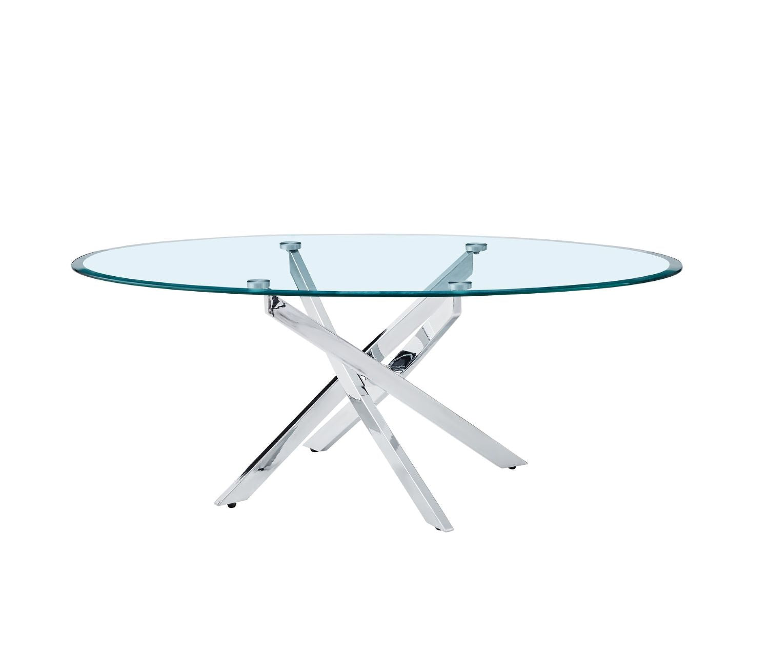 Clear Tempered Glass Top Coffee Table Set with Chrome Base 2650
