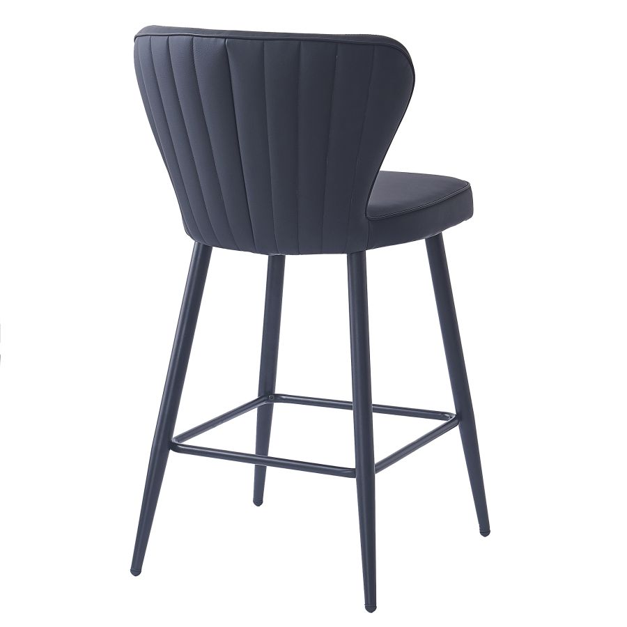Clover 26" Counter Stool, Set of 2, in Black Faux Leather and Black 203-787