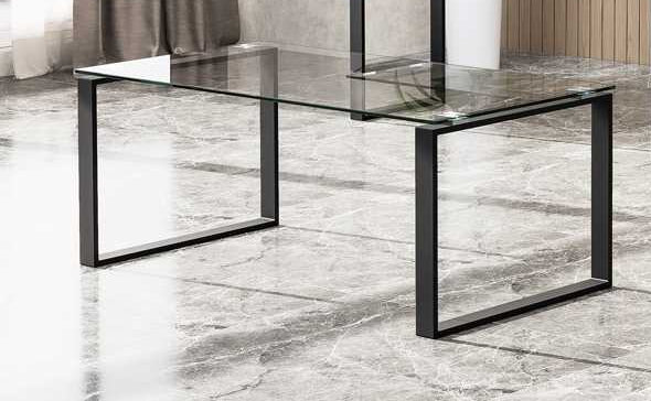 Glass Coffee Table With Black Metal Legs 5014