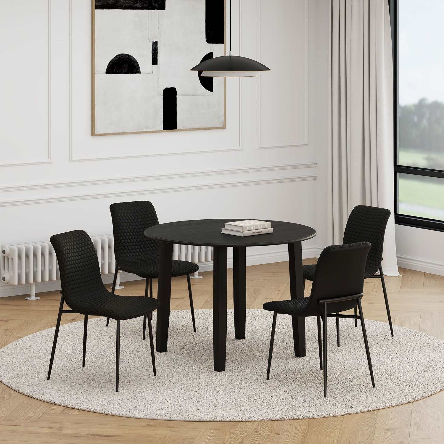 Conrad / Brixx 5pc Drop-leaf Design Dining Set in Black 207-863BLK_083BLK