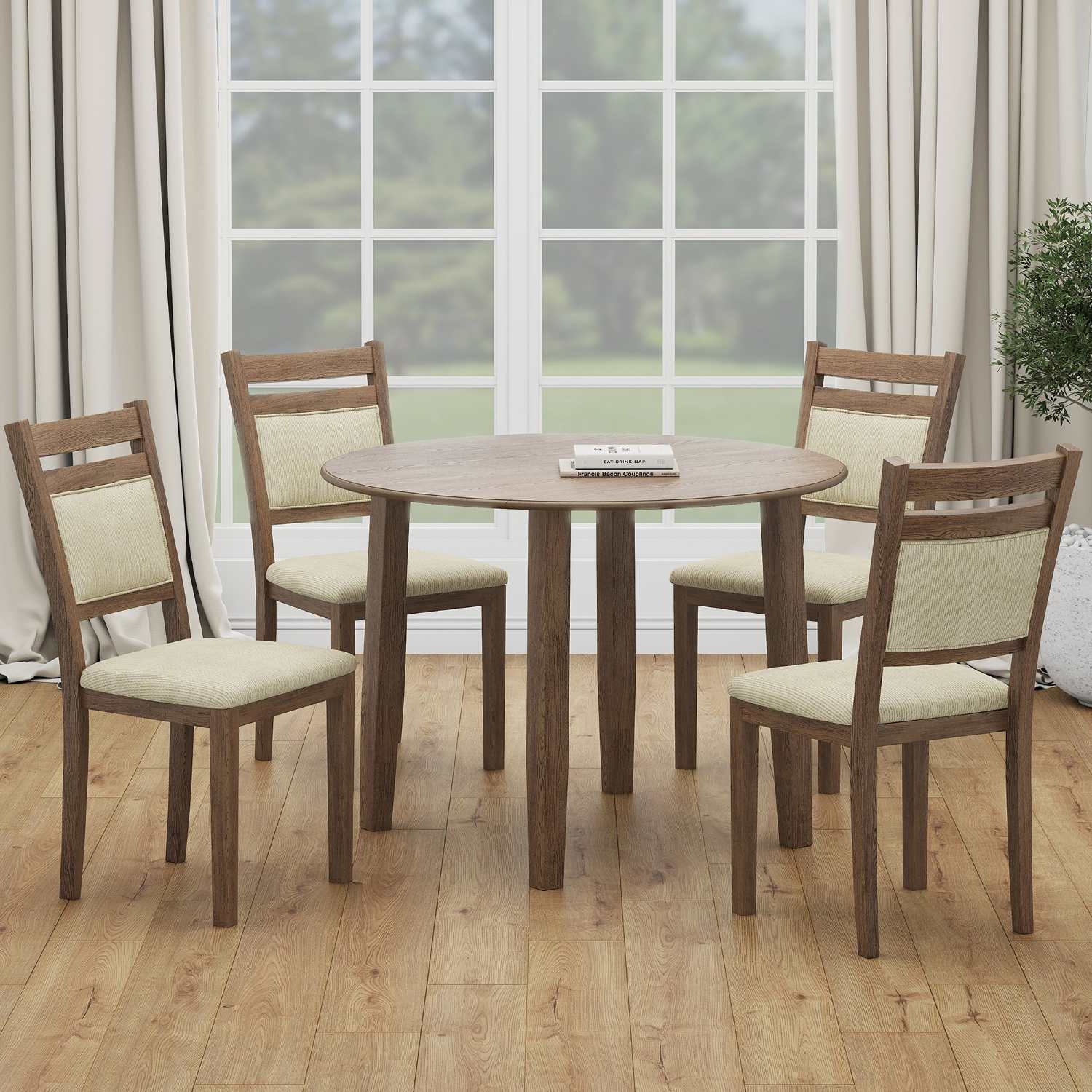 Conrad Wooden Drop-leaf Dining Set in Walnut 207-863WAL_5PC