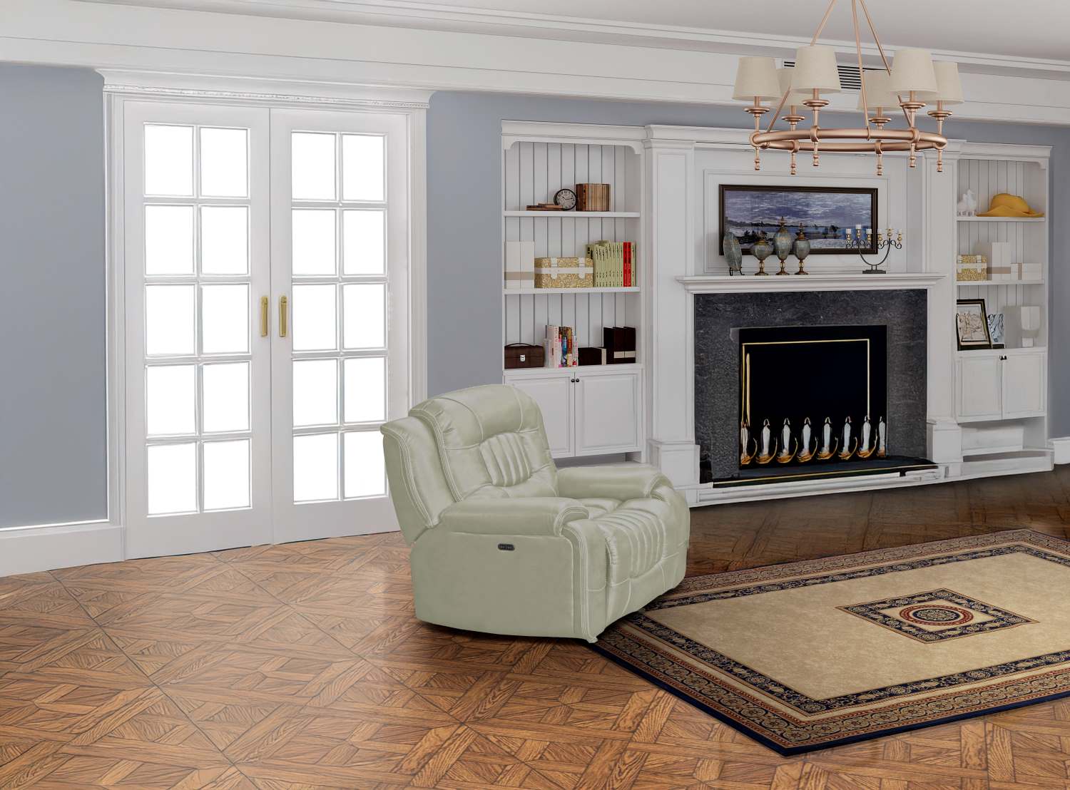 Cooper Premium Leather Gel Power Recliner Set Ice 2875