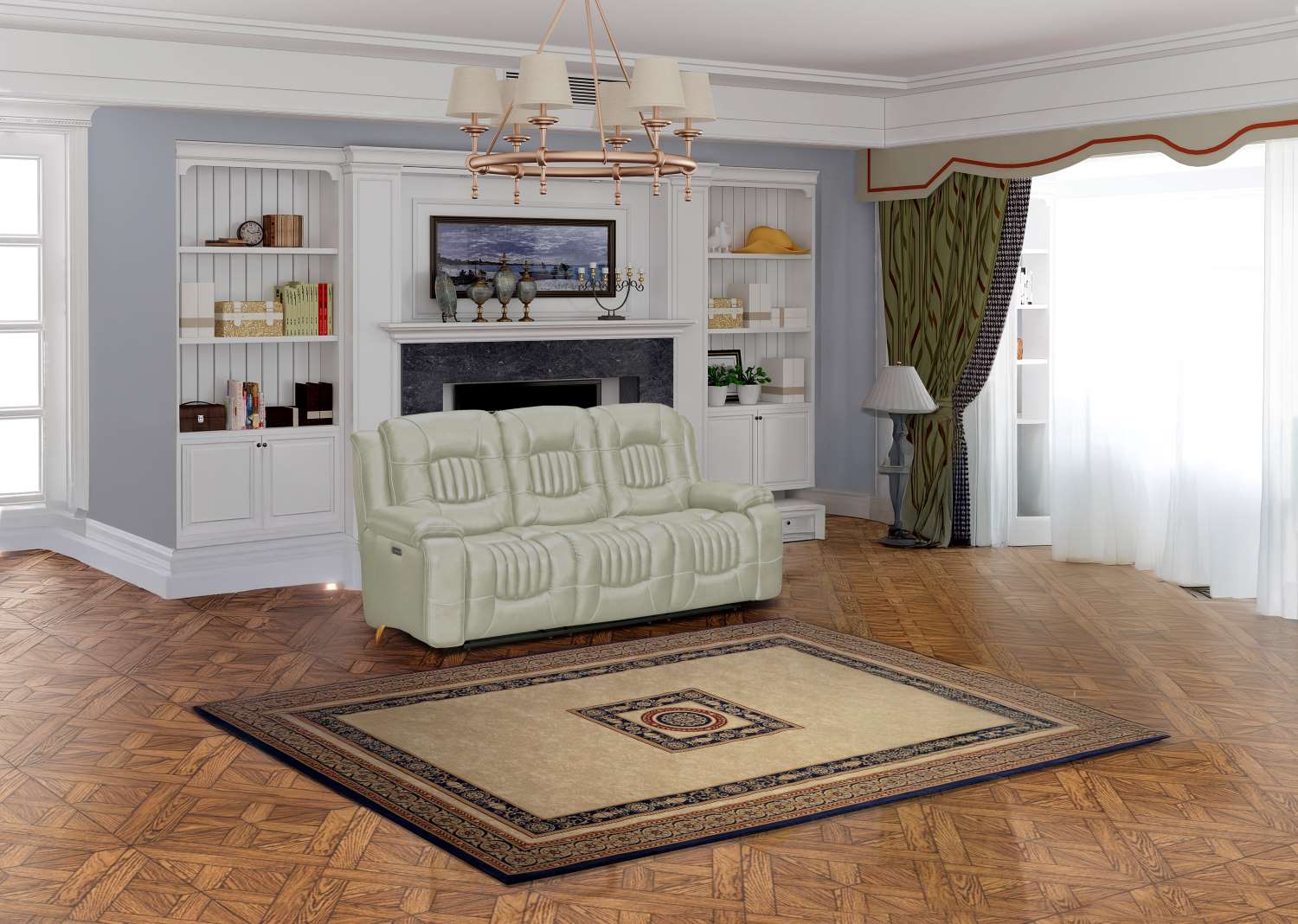 Cooper Premium Leather Gel Power Recliner Set Ice 2875