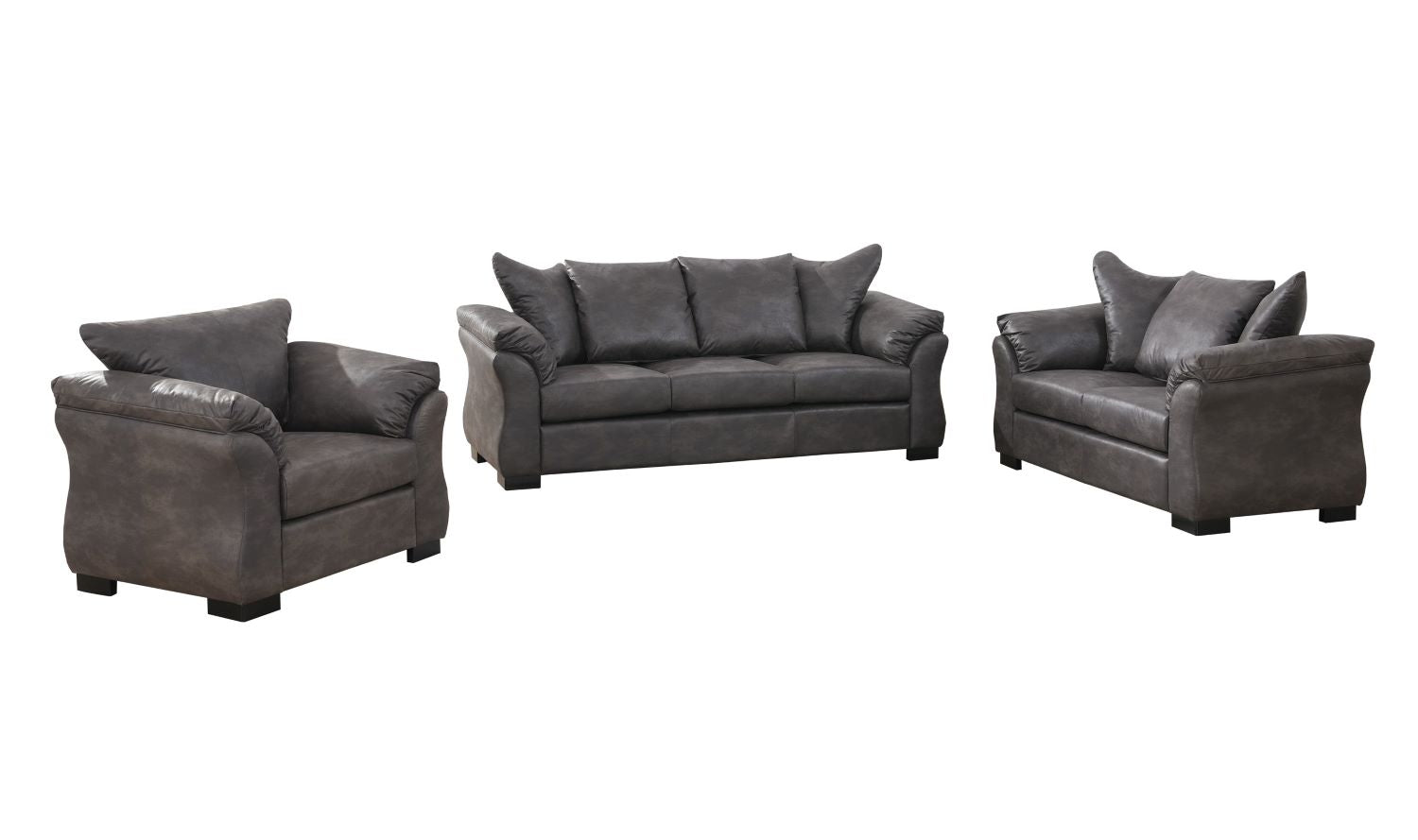 Corso Charcoal Microfiber Sofa Set with Pillow-style Back 99075 CHR