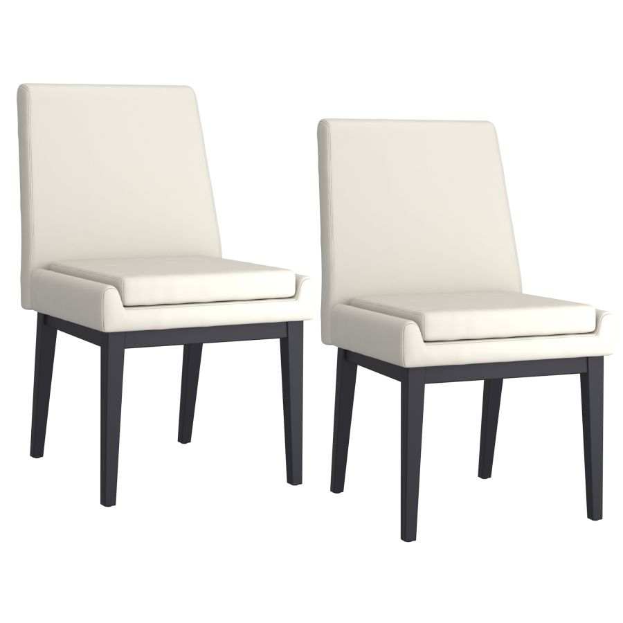 Cortez Dining Chair, Set of 2, in Beige Faux Leather and Black 202-081