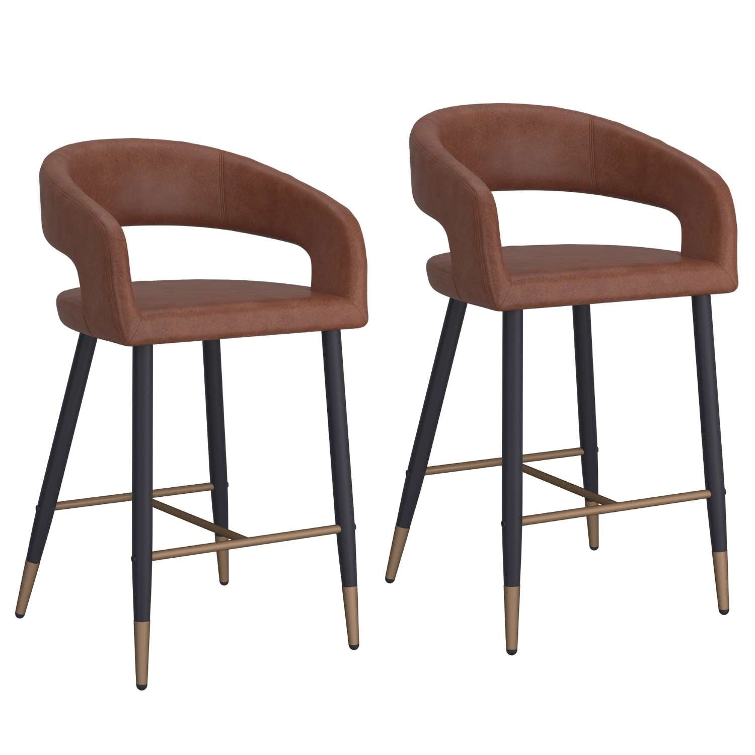 Crimson 26" Counter Stool, Set of 2, in Saddle & Black 203-096SD