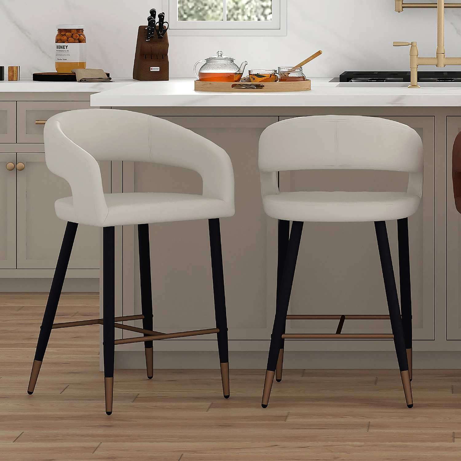 Crimson 26" Counter Stool, Set of 2, in Beige & Black 203-096BEG