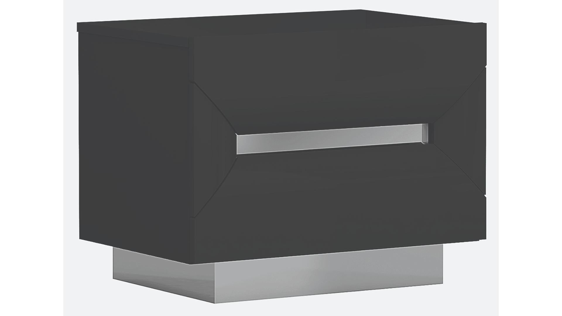 Cypress Black Lacquer Bedroom Set With Chrome Finish 1071