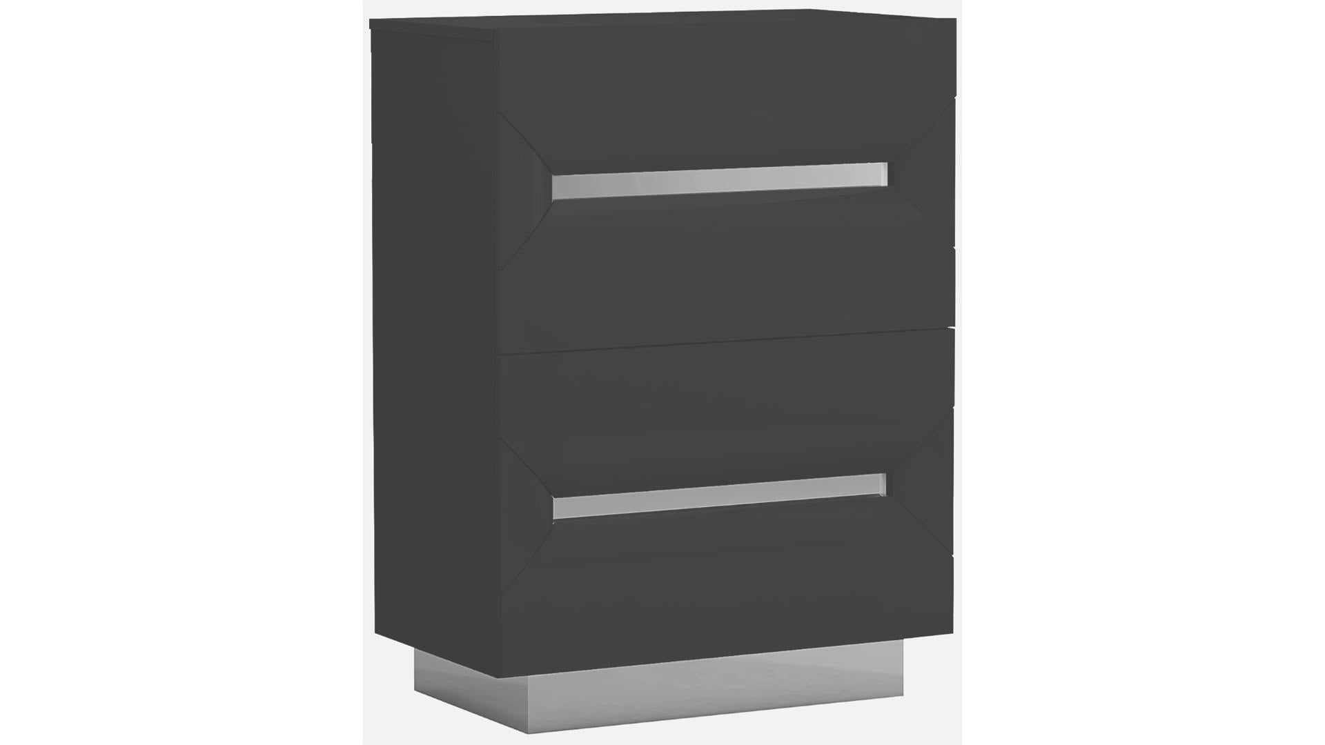 Cypress Black Lacquer Chest With Chrome Finish 1071