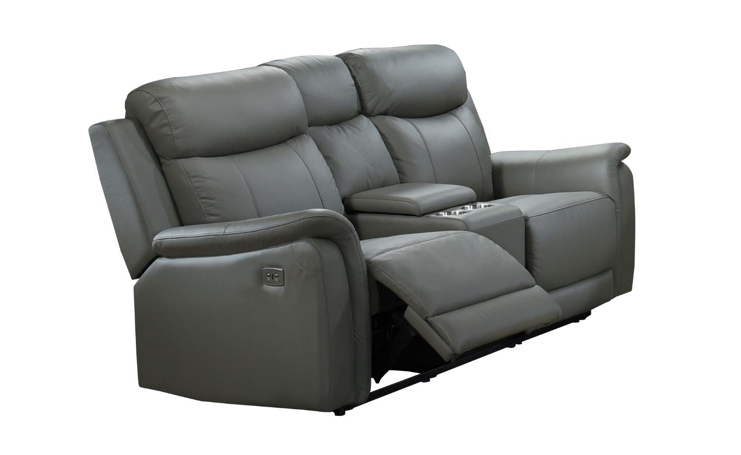 Cyrus Top Grain Leather Power Reclining Sofa Set Grey 99840