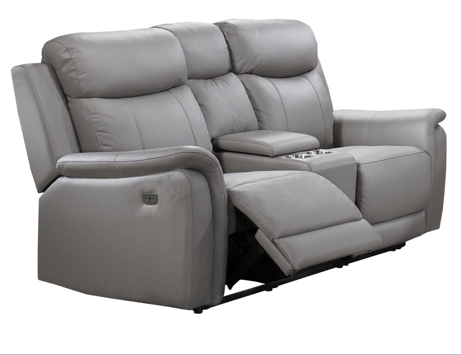 Cyrus Top Grain Leather Power Reclining Sofa Set Light Grey 99840