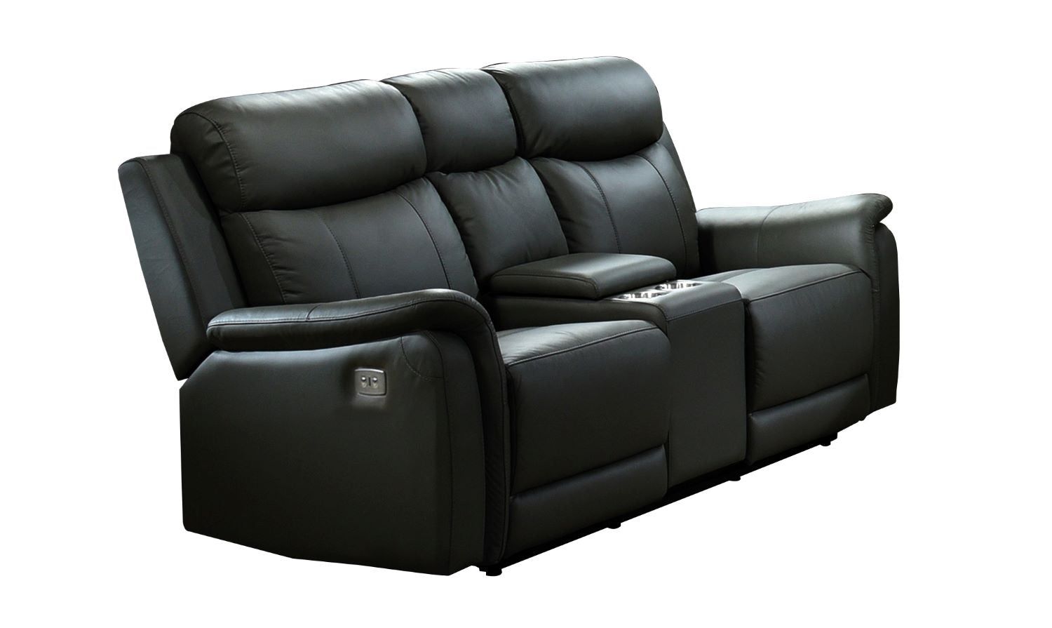 Cyrus Top Grain Leather Power Reclining Sofa Set Black 99840