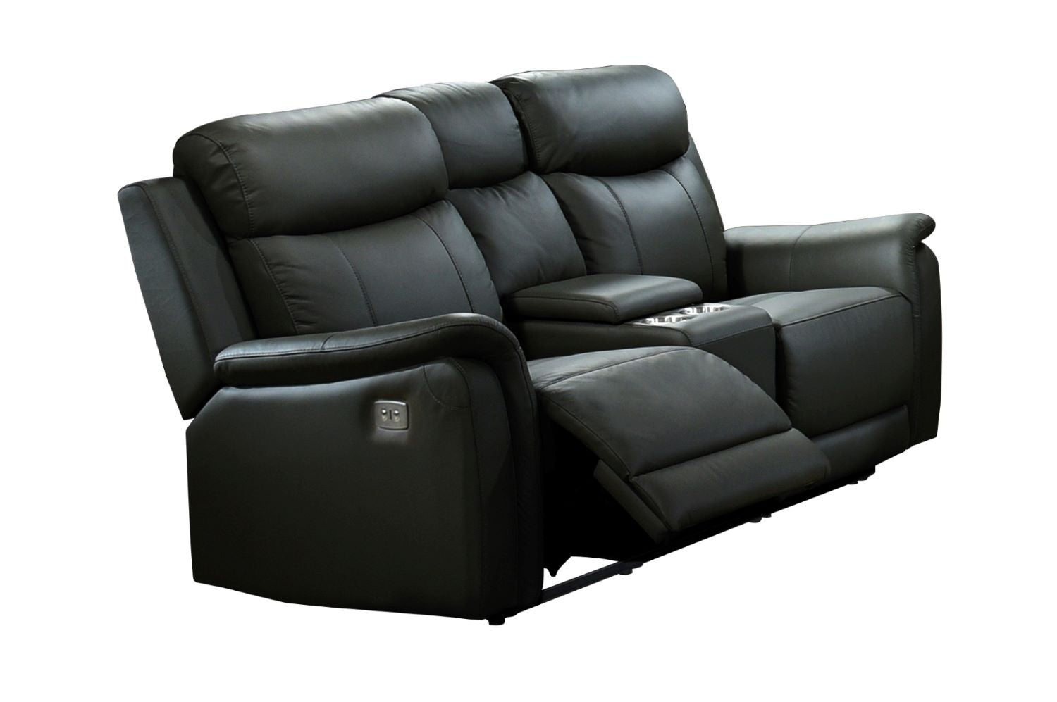 Cyrus Top Grain Leather Power Reclining Sofa Set Black 99840