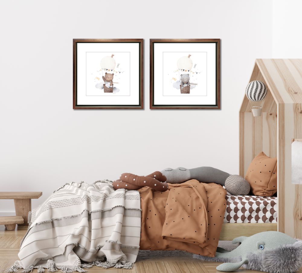 Hot Air Balloon Bear / Hot Air Balloon Bear II 2 PC canvas art