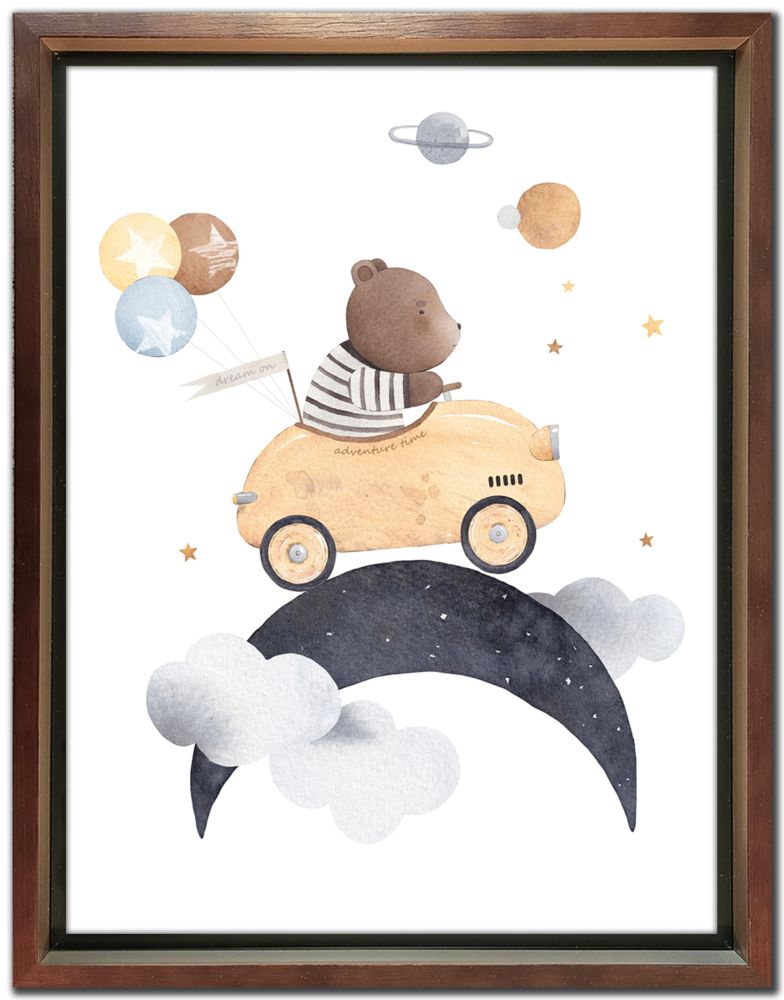 Cute Cat And The Moon / Teddy Bear Rides To The Moon 2 PC canvas art