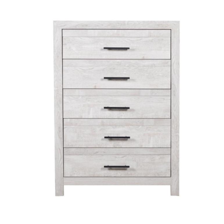 Denver Wooden 5 Drawer Chest Light Grey 1571