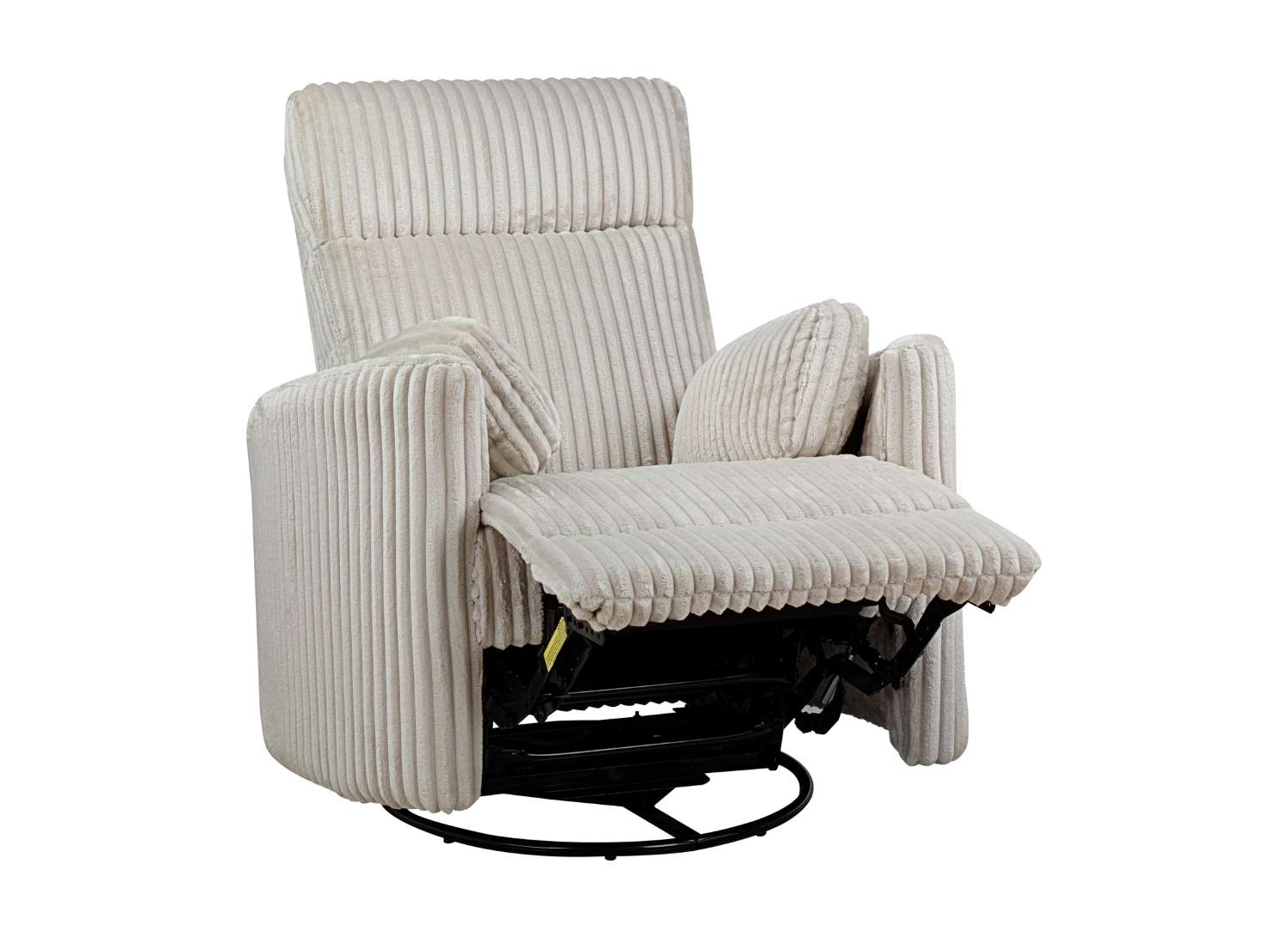 Dancy Corduroy Fabric Swivel Glider Recliner Ivory 99615