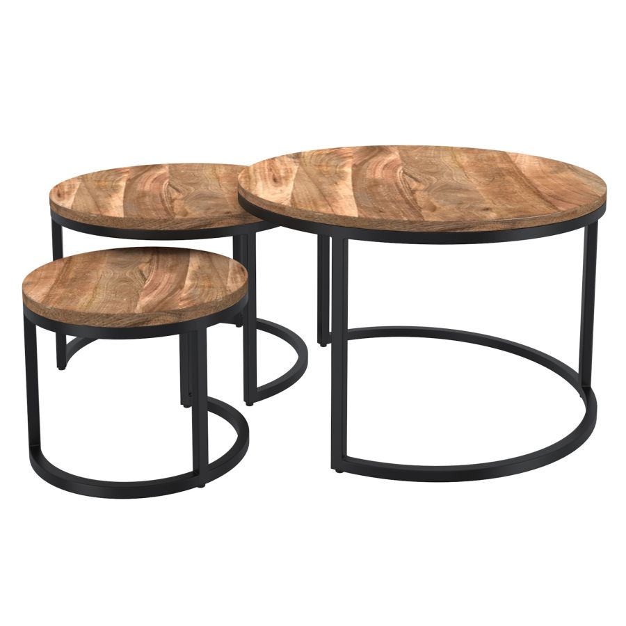 Darsh 3pc Coffee Table Set in Natural and Black 303-403