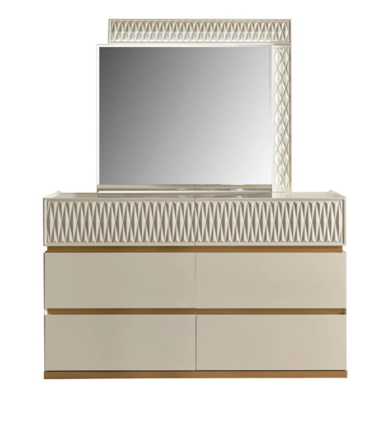 Delfano Gold and Cream Lacquer Finish Bedroom Set 1761
