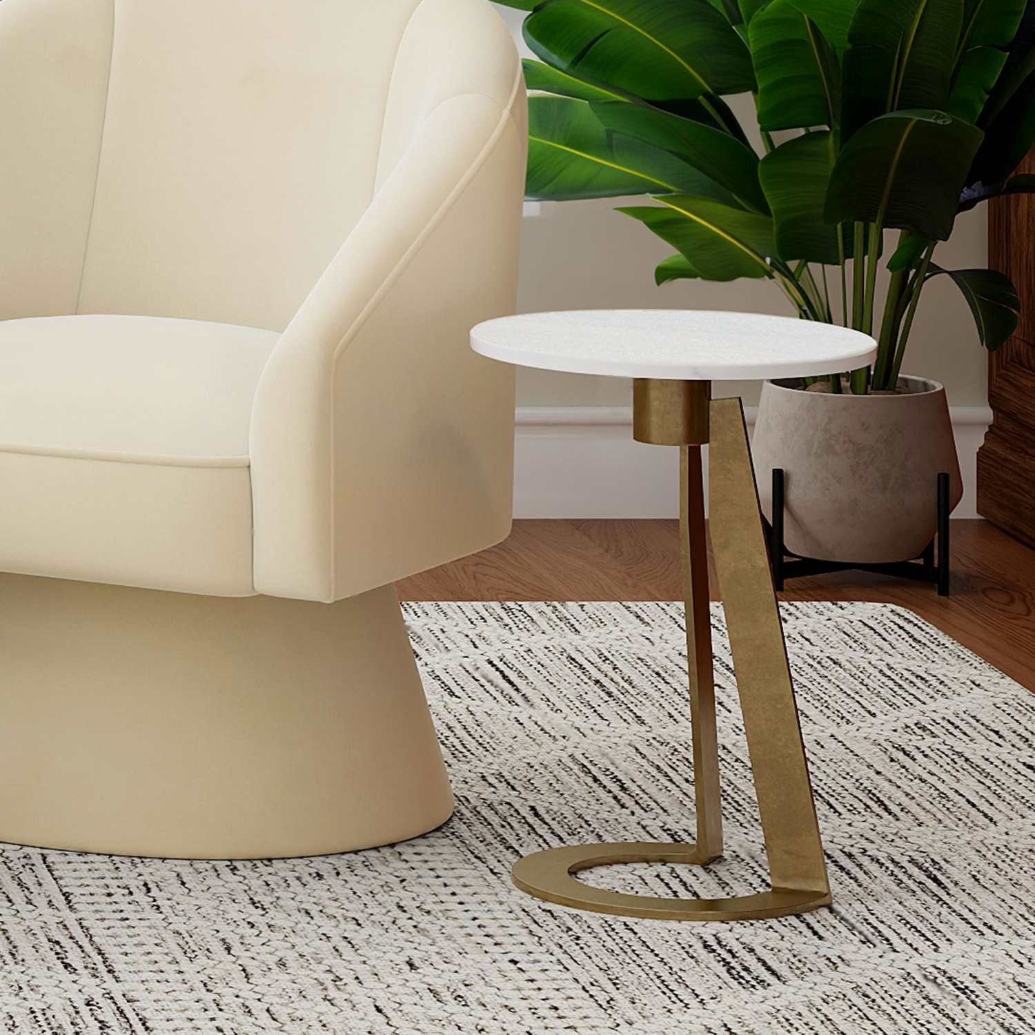 Devas Accent Table in White Marble 501-112WT