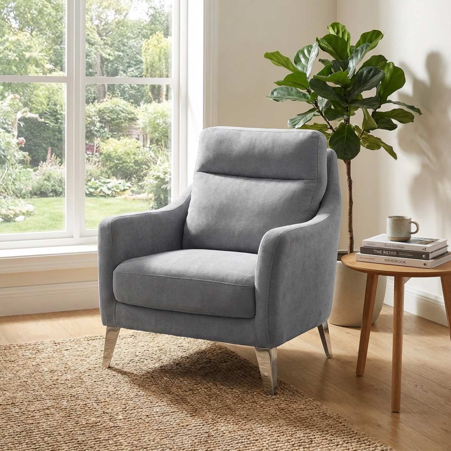 Diana Silver Fabric Sofa Sets with Chrome Accents 5725