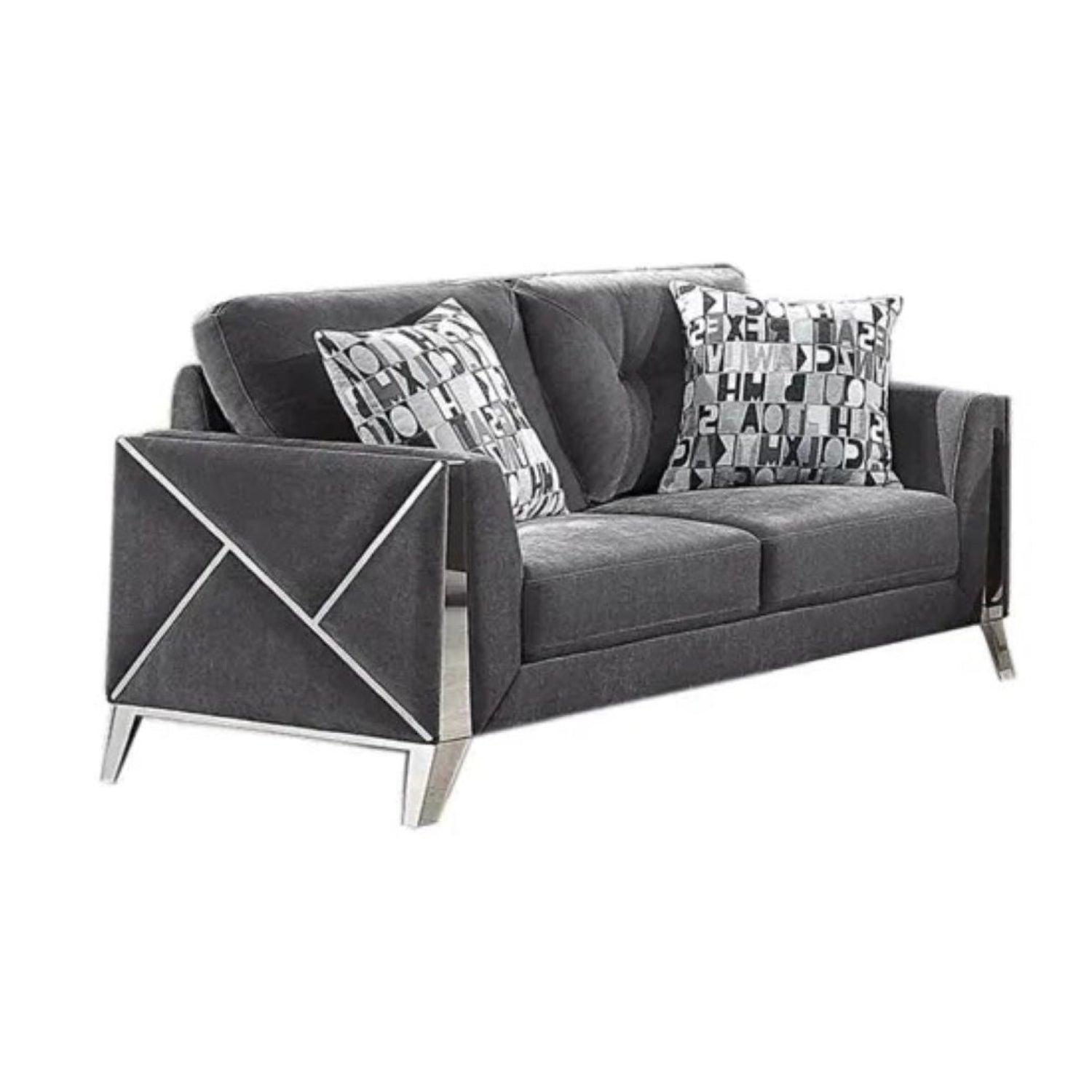 Diana Grey Fabric Sofa Sets with Chrome Accents 5725