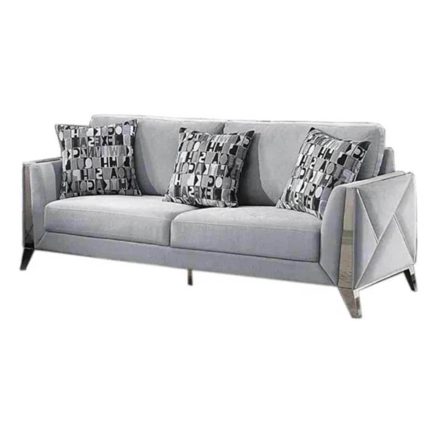 Diana Silver Fabric Sofa Sets with Chrome Accents 5725