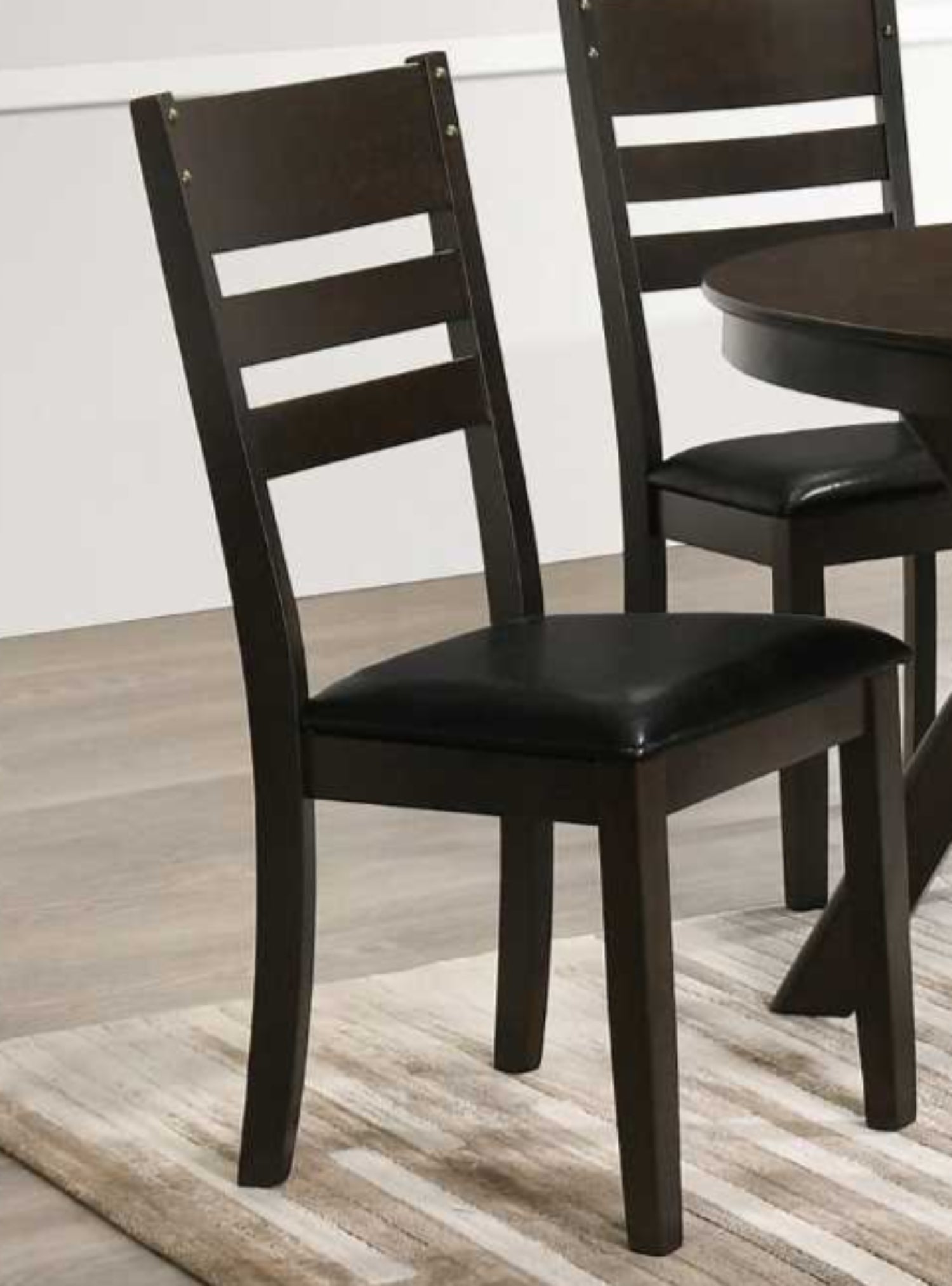 Espresso Dining Chair With Dark Brown PU Cushion Seats C-1091