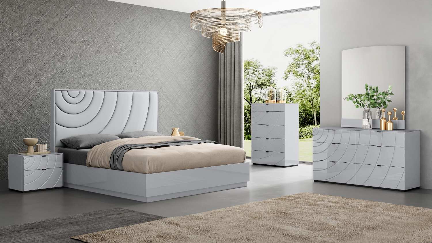 Disco Hydraulic Lift-up Storage Bedroom Set with PU Headboard 1961