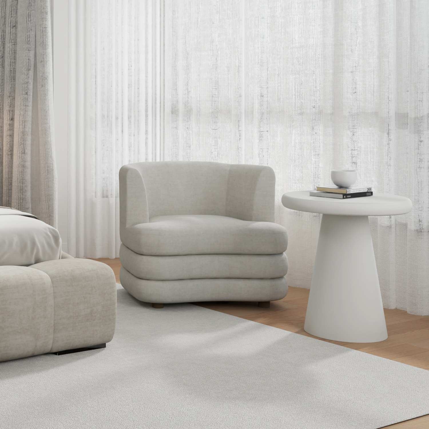 Dorian Beige Accent Chair in Velvet Fabric 403-061BEG