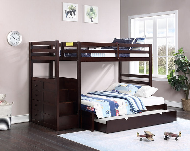 Staircase White Bunk Bed with Trundle B 1890
