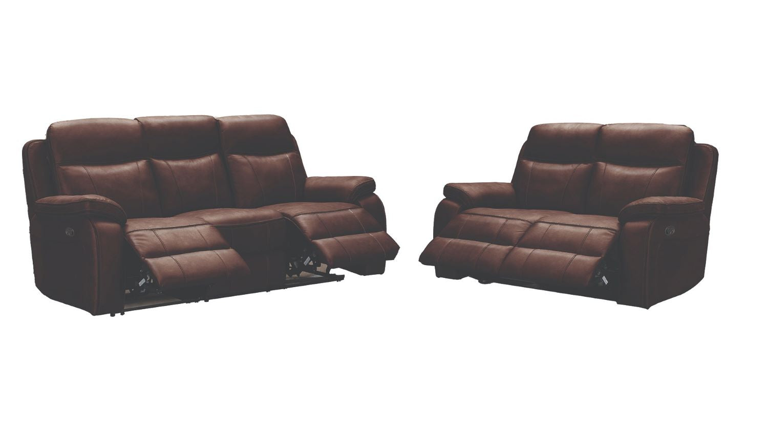Duke Leather Gel Manual Recliner Brown Sofa Set 2475