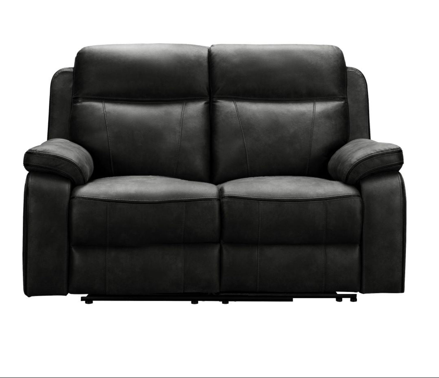 Duke Leather Gel Manual Recliner Dark Grey Sofa Set 2475