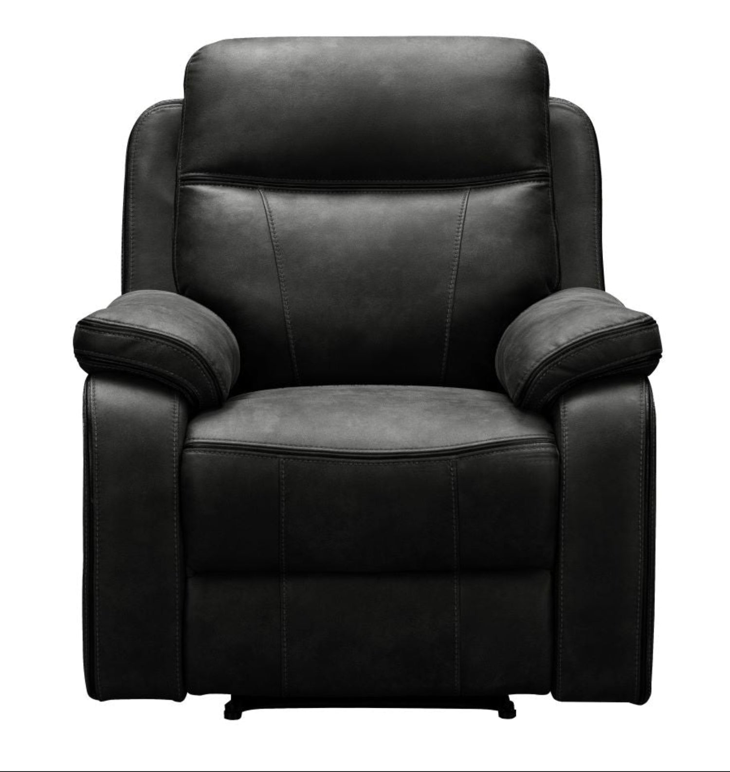 Duke Leather Gel Manual Recliner Dark Grey Sofa Set 2475