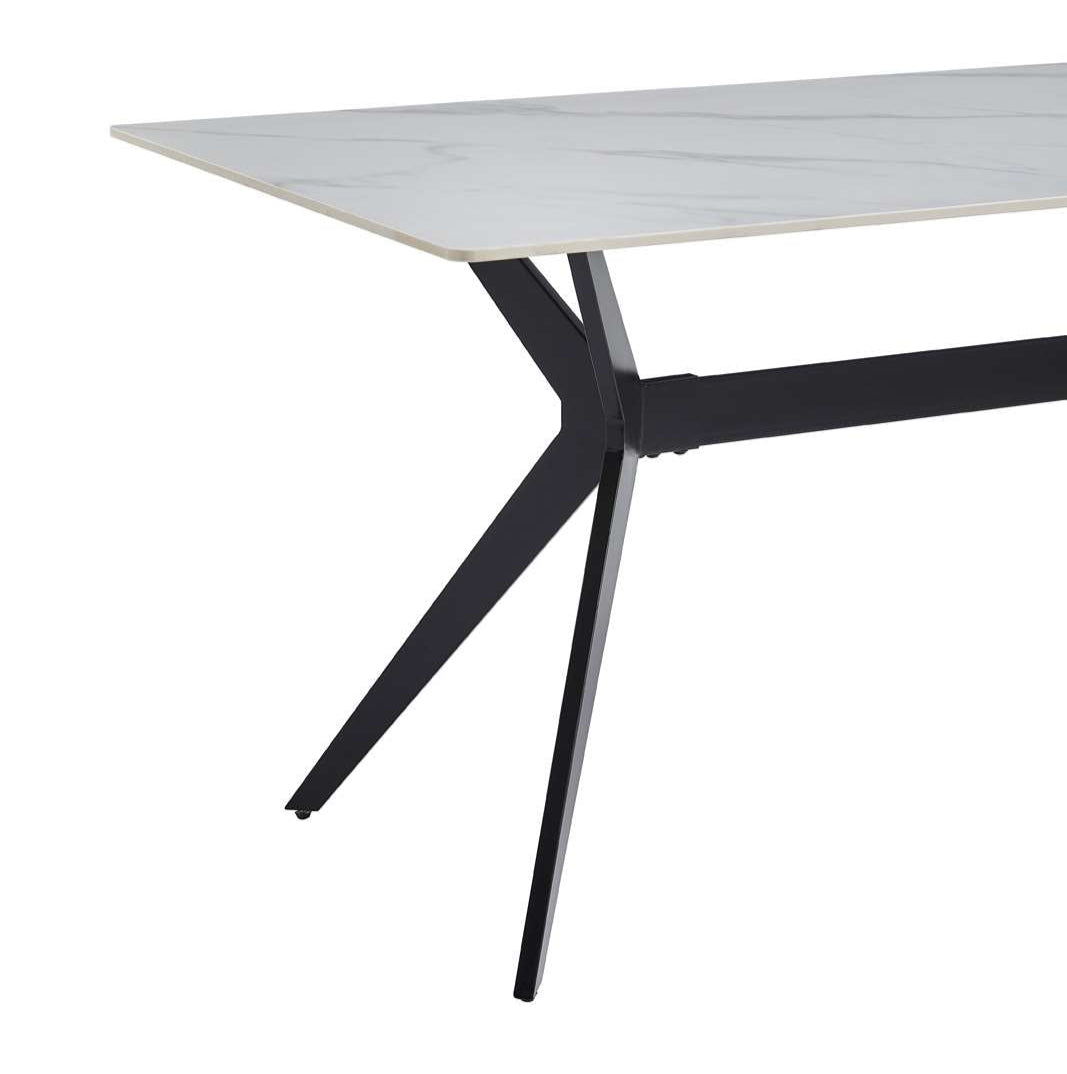 Dumas White Marble Dining Table With Metal Legs 5916