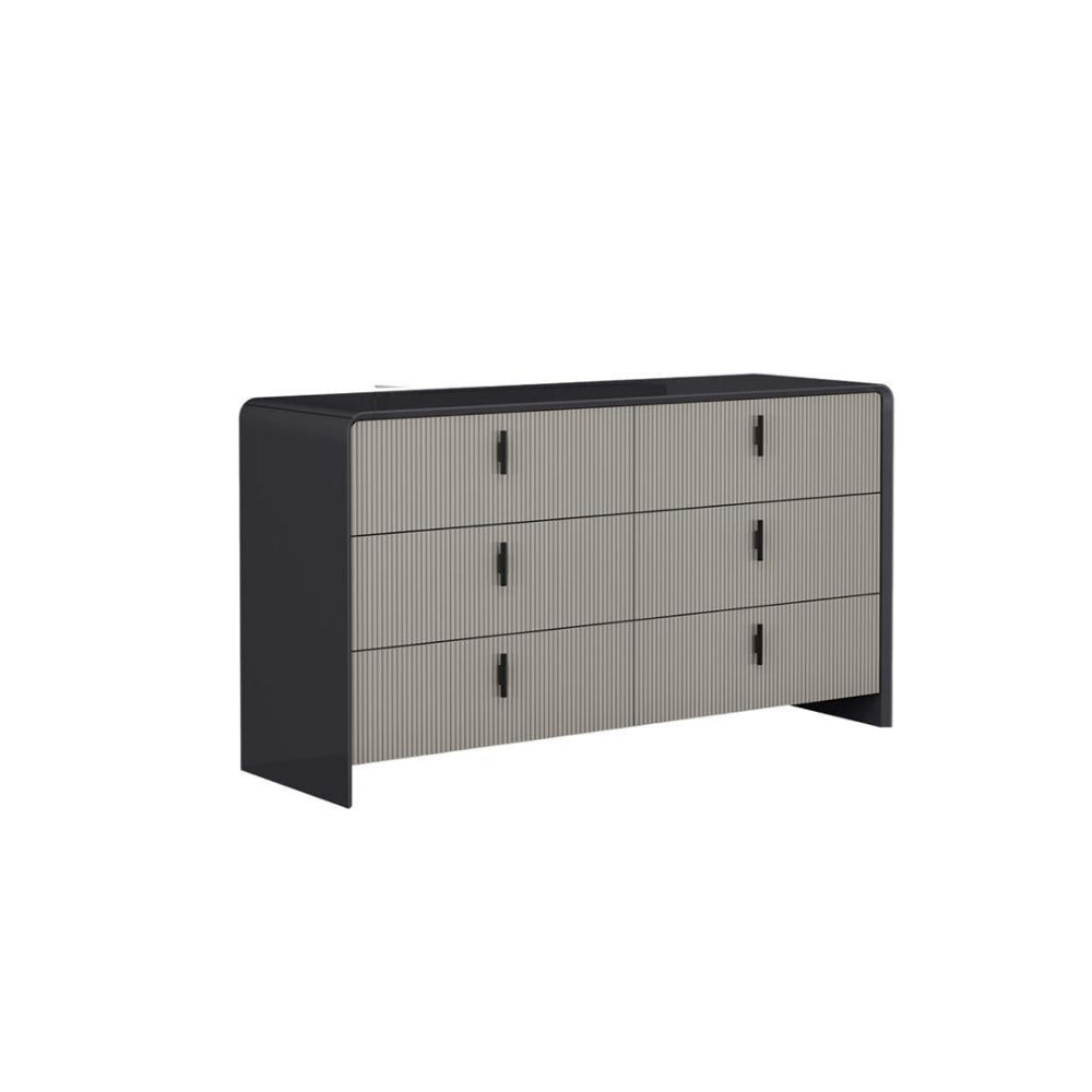 Ember Graphite Lacquer And Gray Matte Finish 6PC LED Hydraulic Lift Bedroom Set 1471