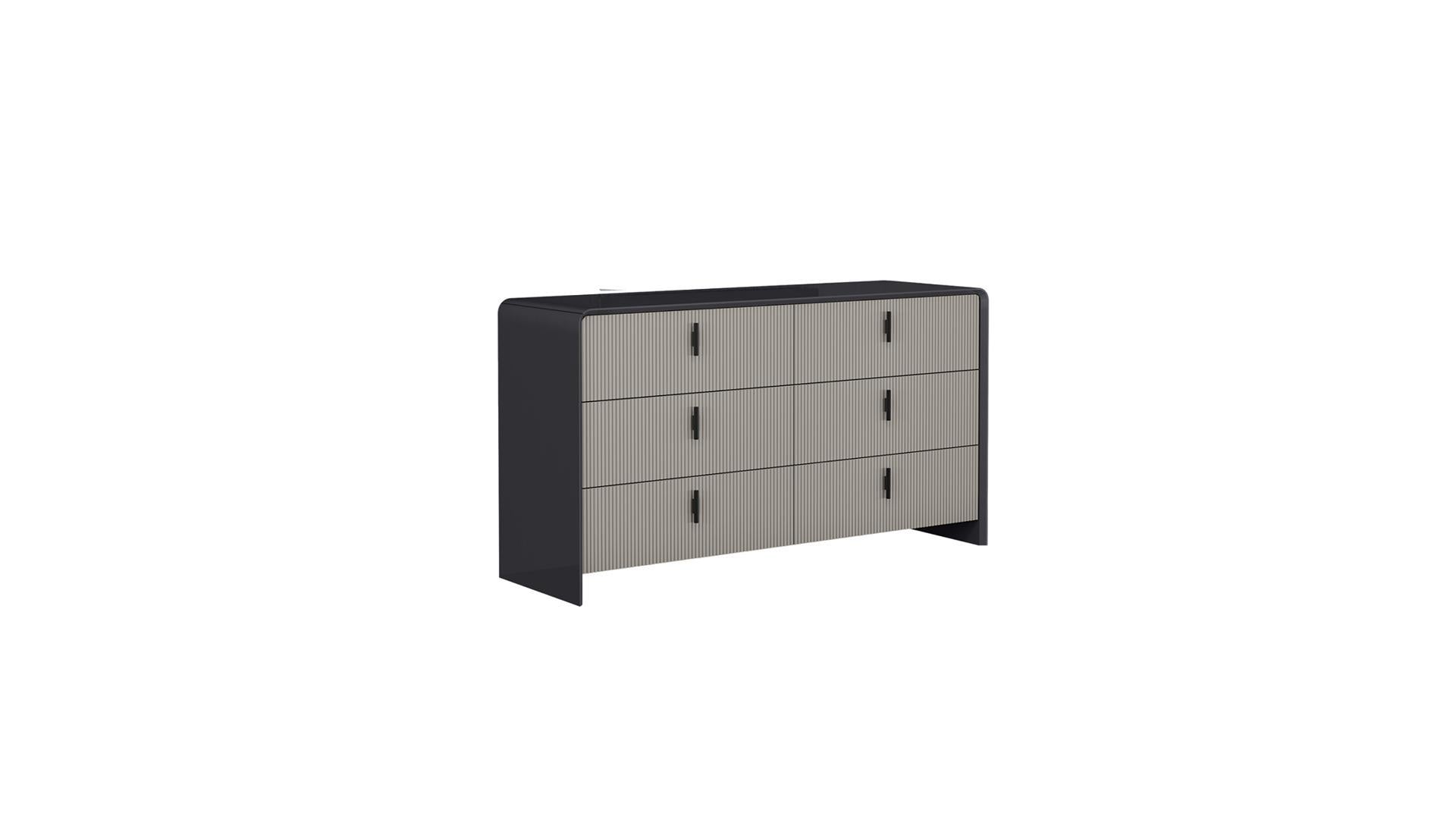 Ember Graphite Lacquer And Gray Matte Finish Dresser & Mirror 1471