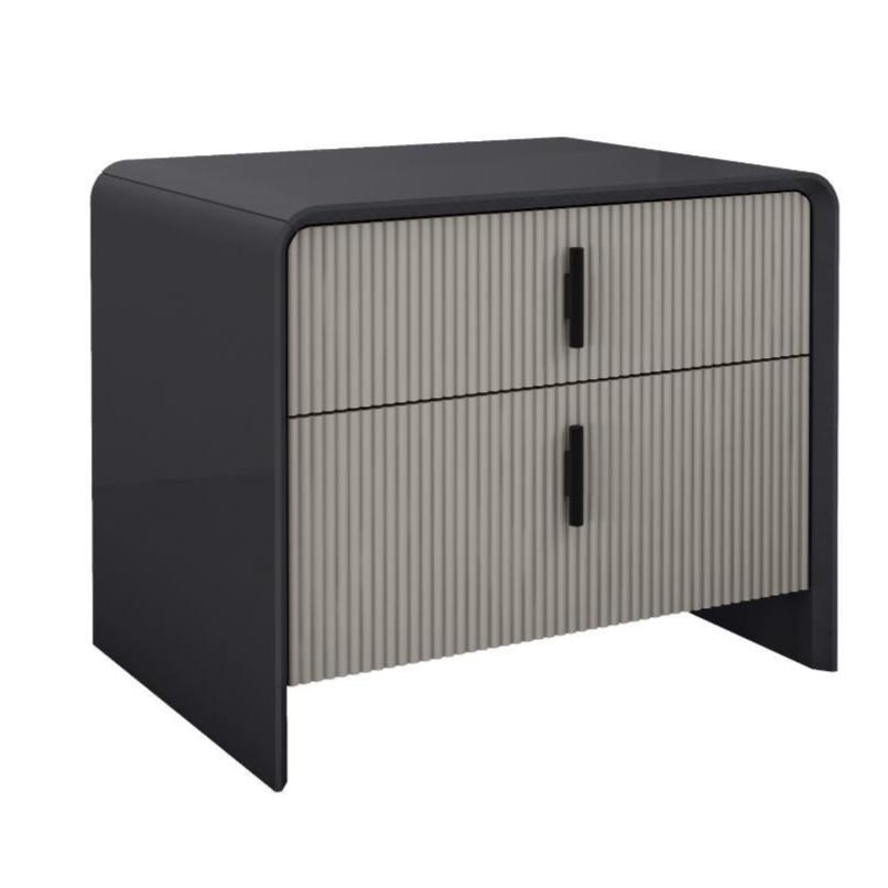 Ember Graphite Lacquer And Gray Matte Finish 2 Drawer Night Stand 1471