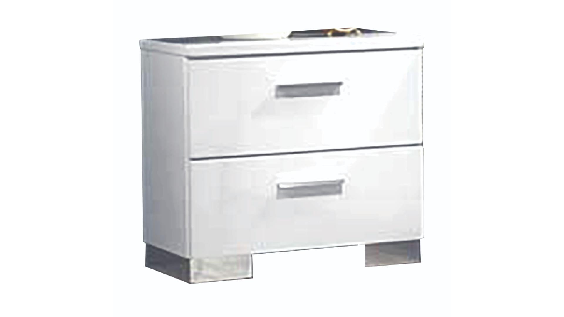 Elaine White Lacquer 2 Drawer Night Stand 1021