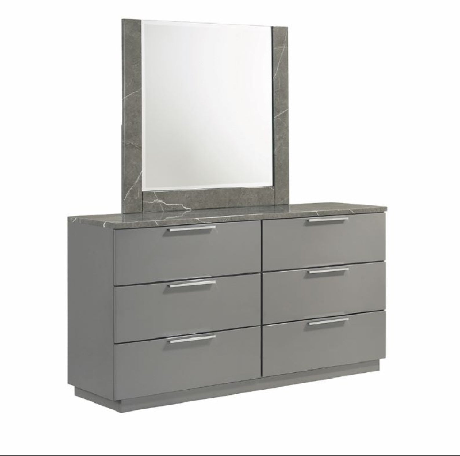 Elara Grey Lacquer Bedroom Set with LED Headboard 1941