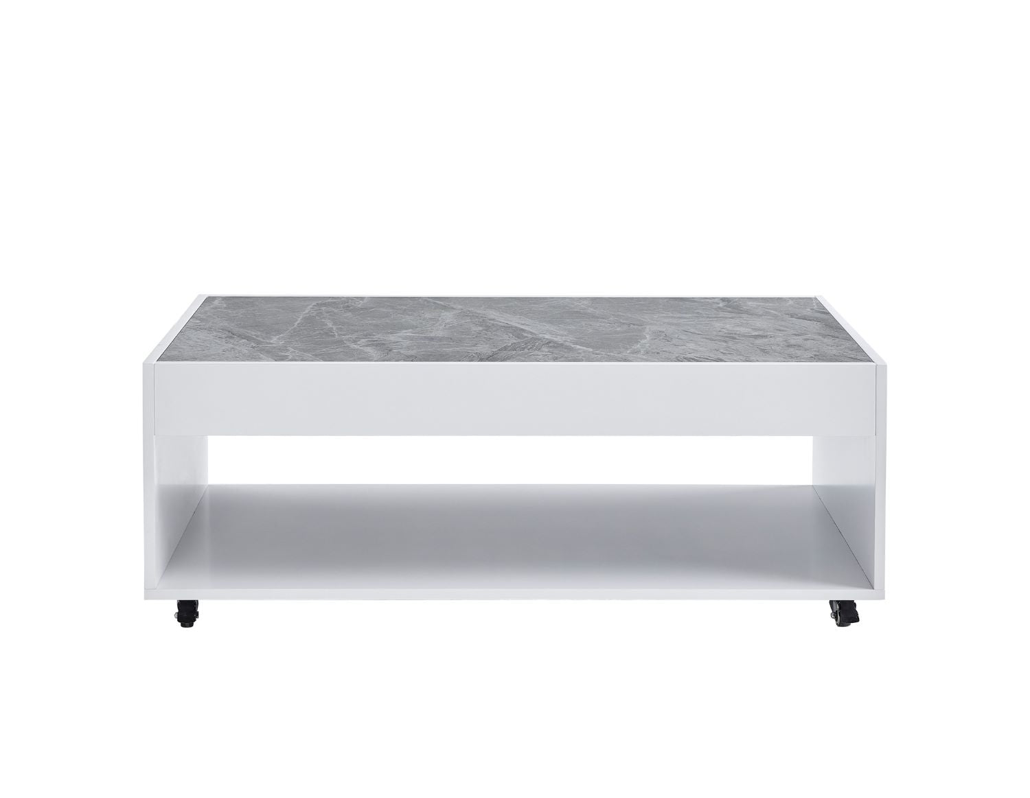 Elariel European Style White Coffee Table with Grey Sintered Stone Top 6889