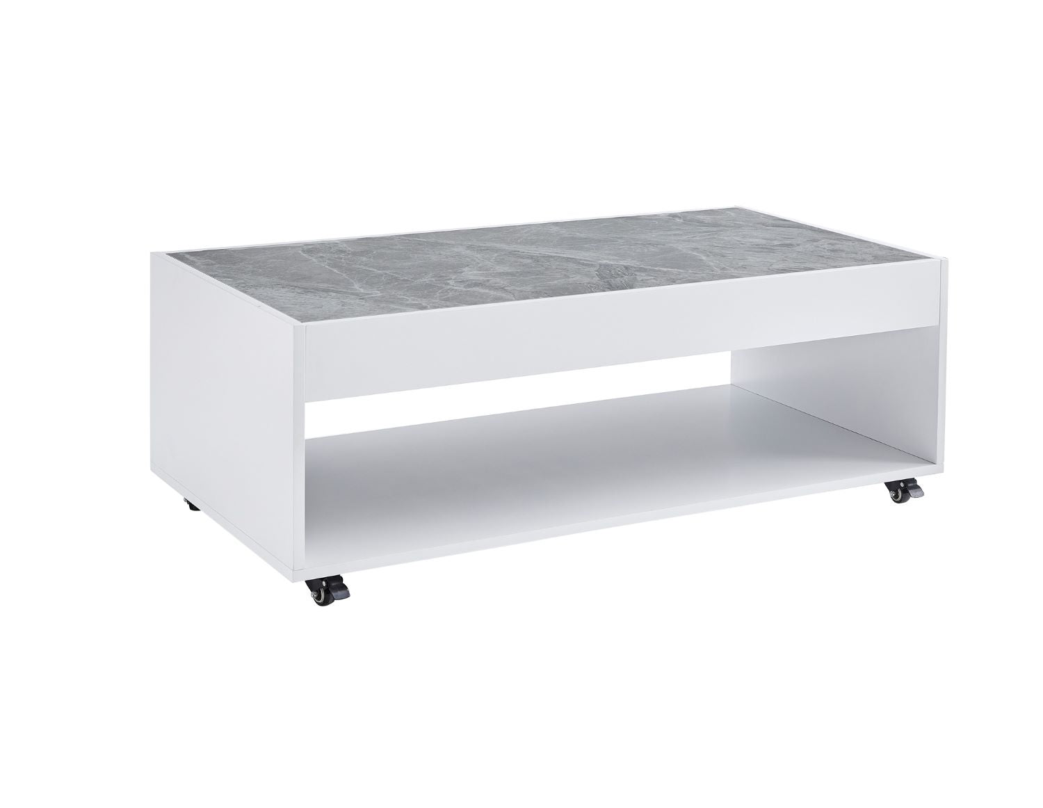 Elariel European Style White Coffee Table with Grey Sintered Stone Top 6889