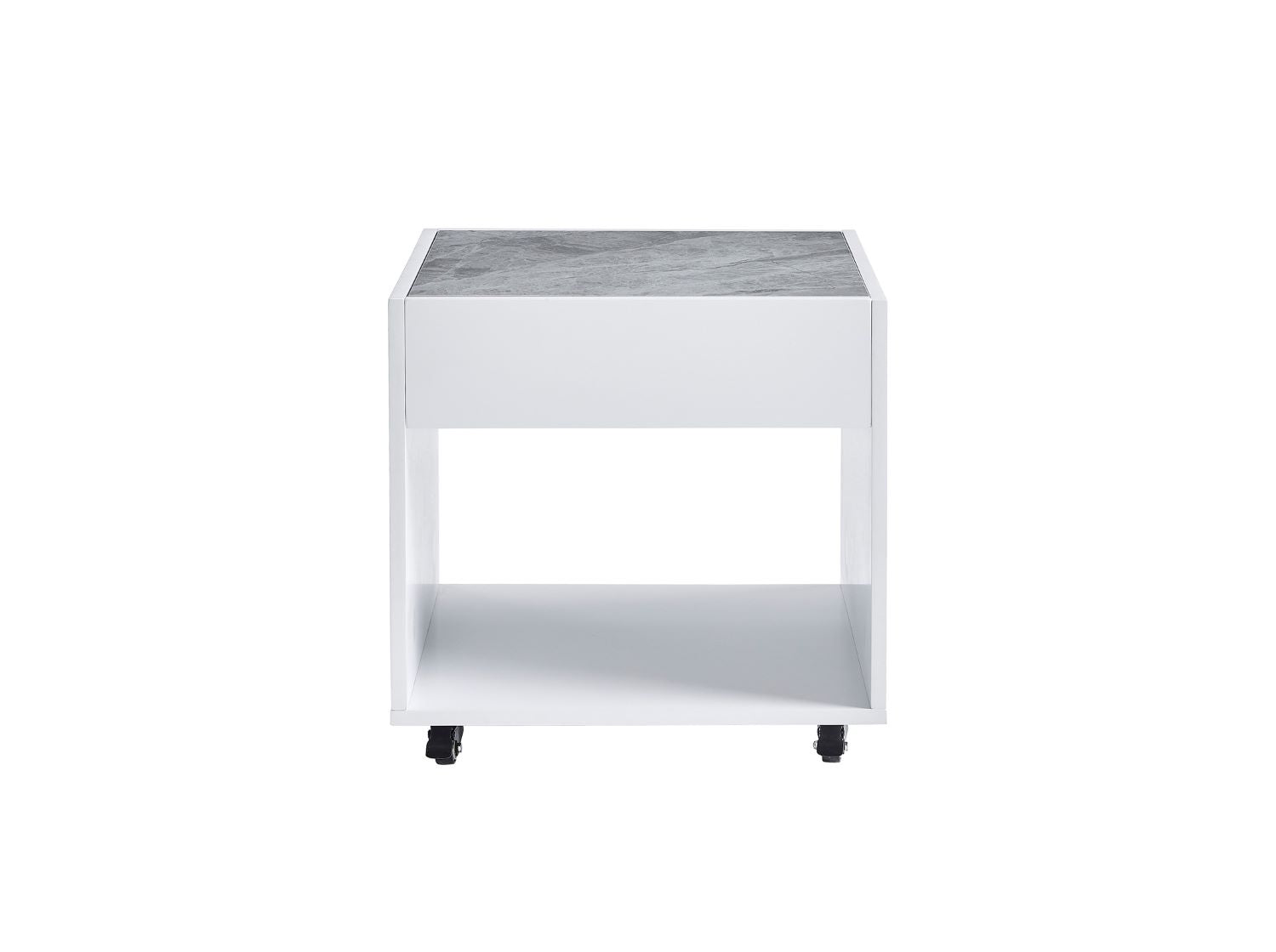 Elariel European Style White 3pc Coffee Table Set with Grey Sintered Stone Top 6889