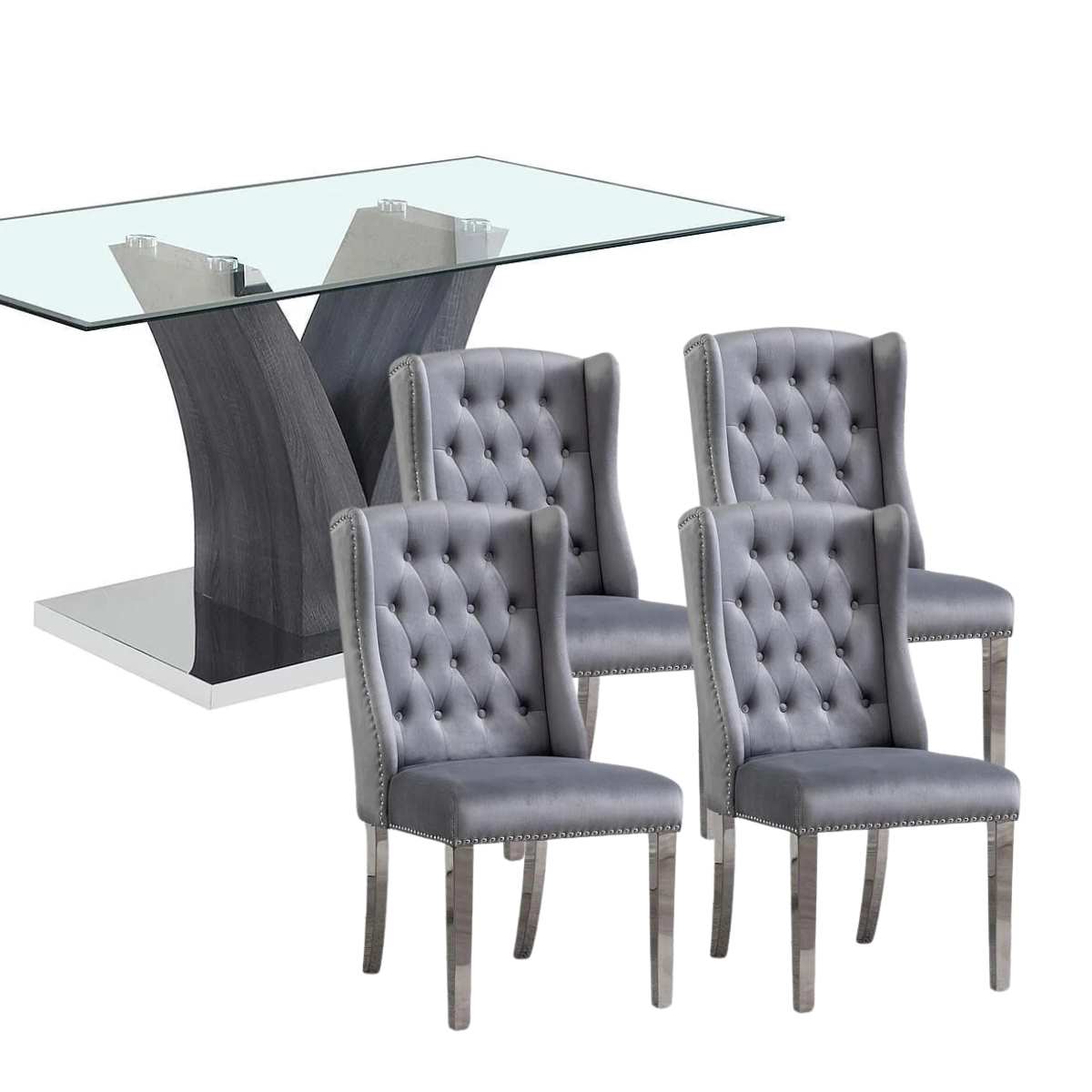 Lorie Dining Table With Fila 4 Dining Chairs