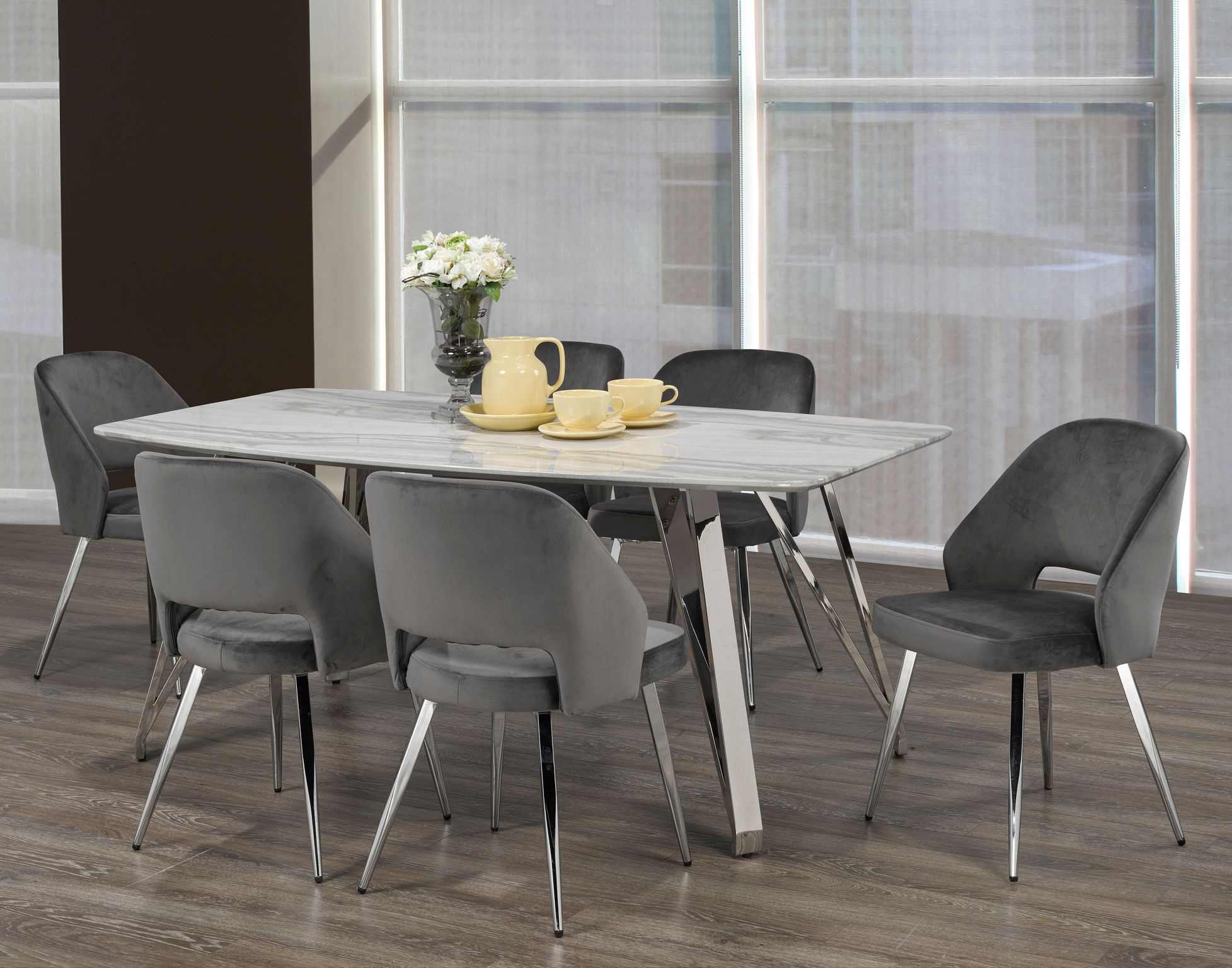 Ella Dining Table with 6 Grey Chairs 1194