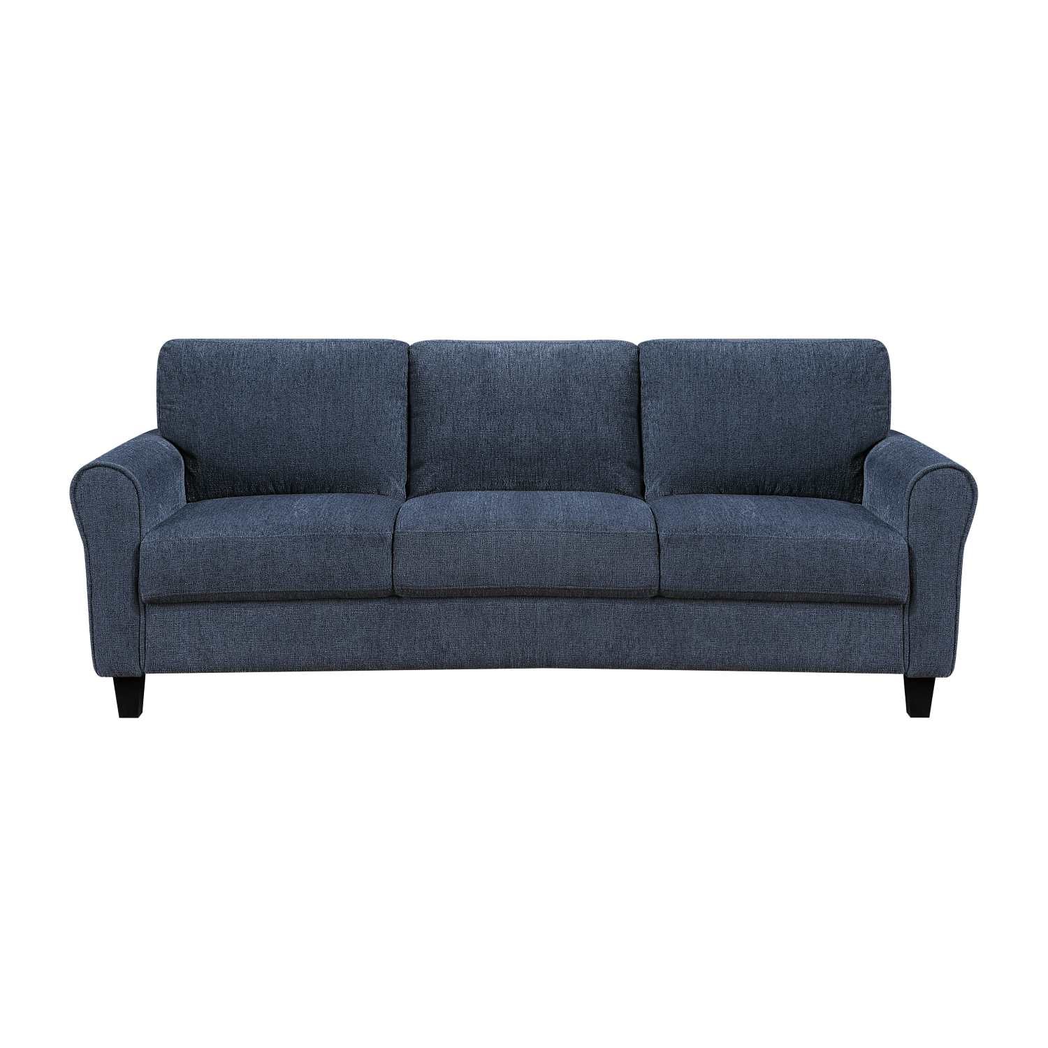 Ellery Chenille Fabric Blue Sofa with Black Legs 9209