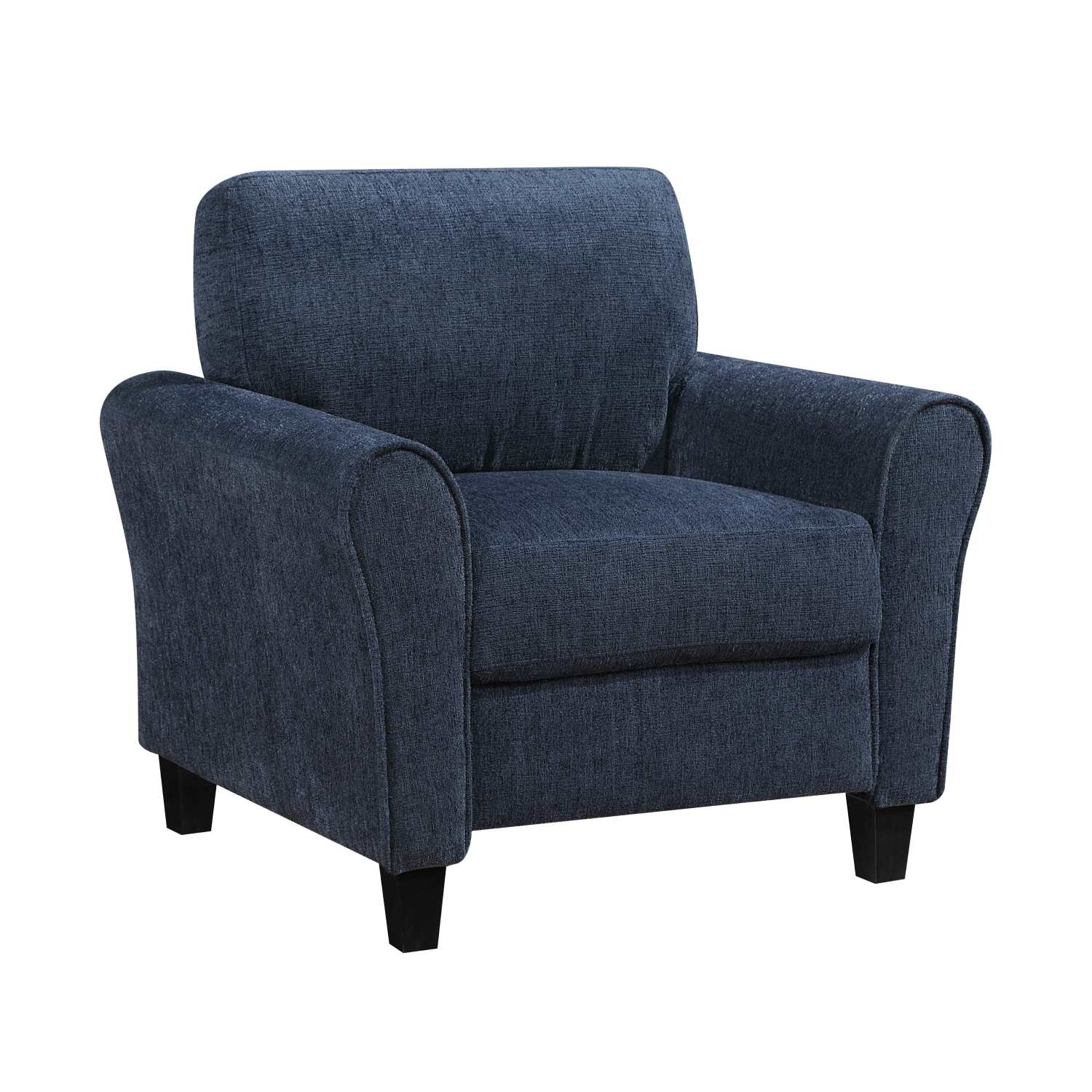 Ellery Chenille Fabric Blue Chair with Black Legs 9209