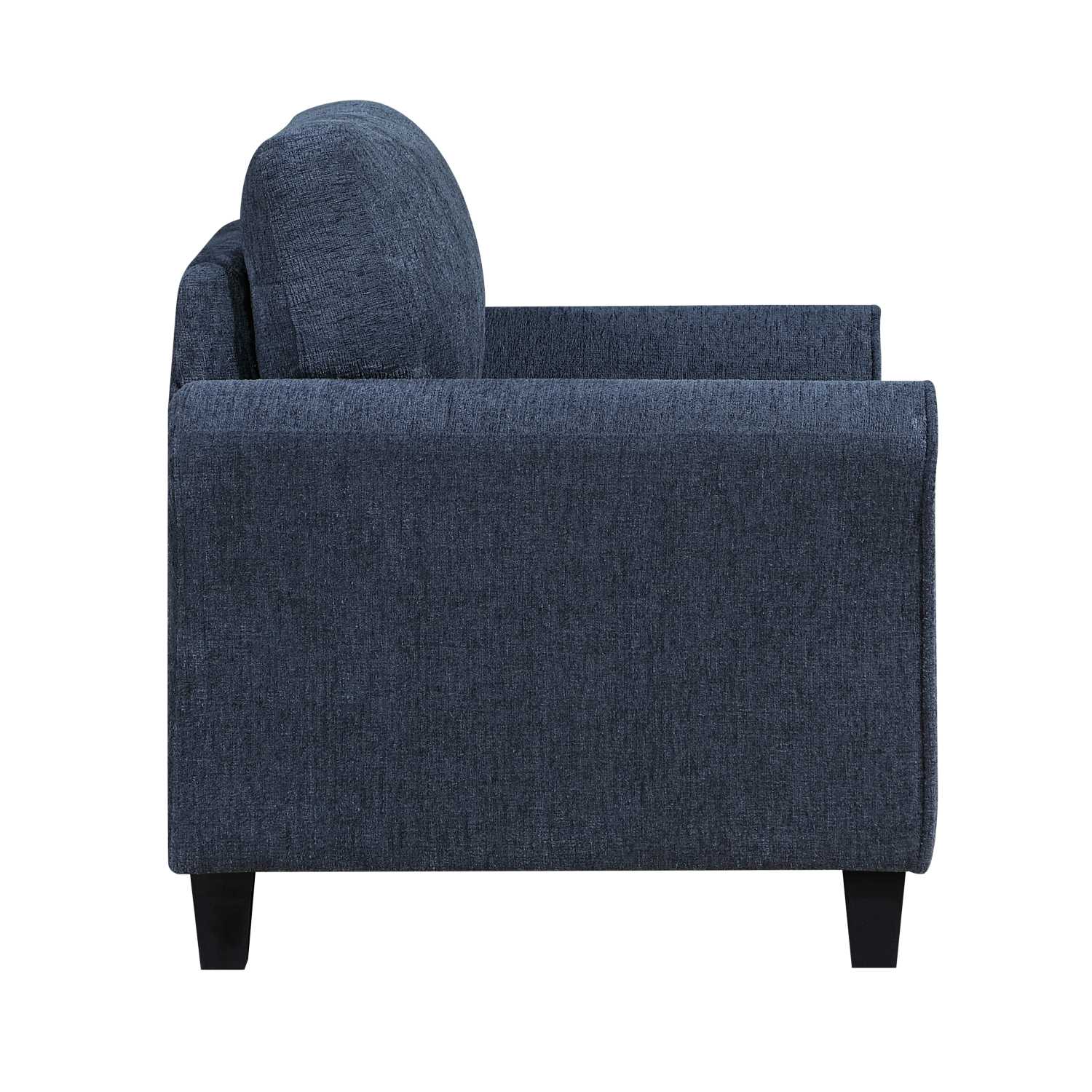 Ellery Chenille Fabric Blue Chair with Black Legs 9209