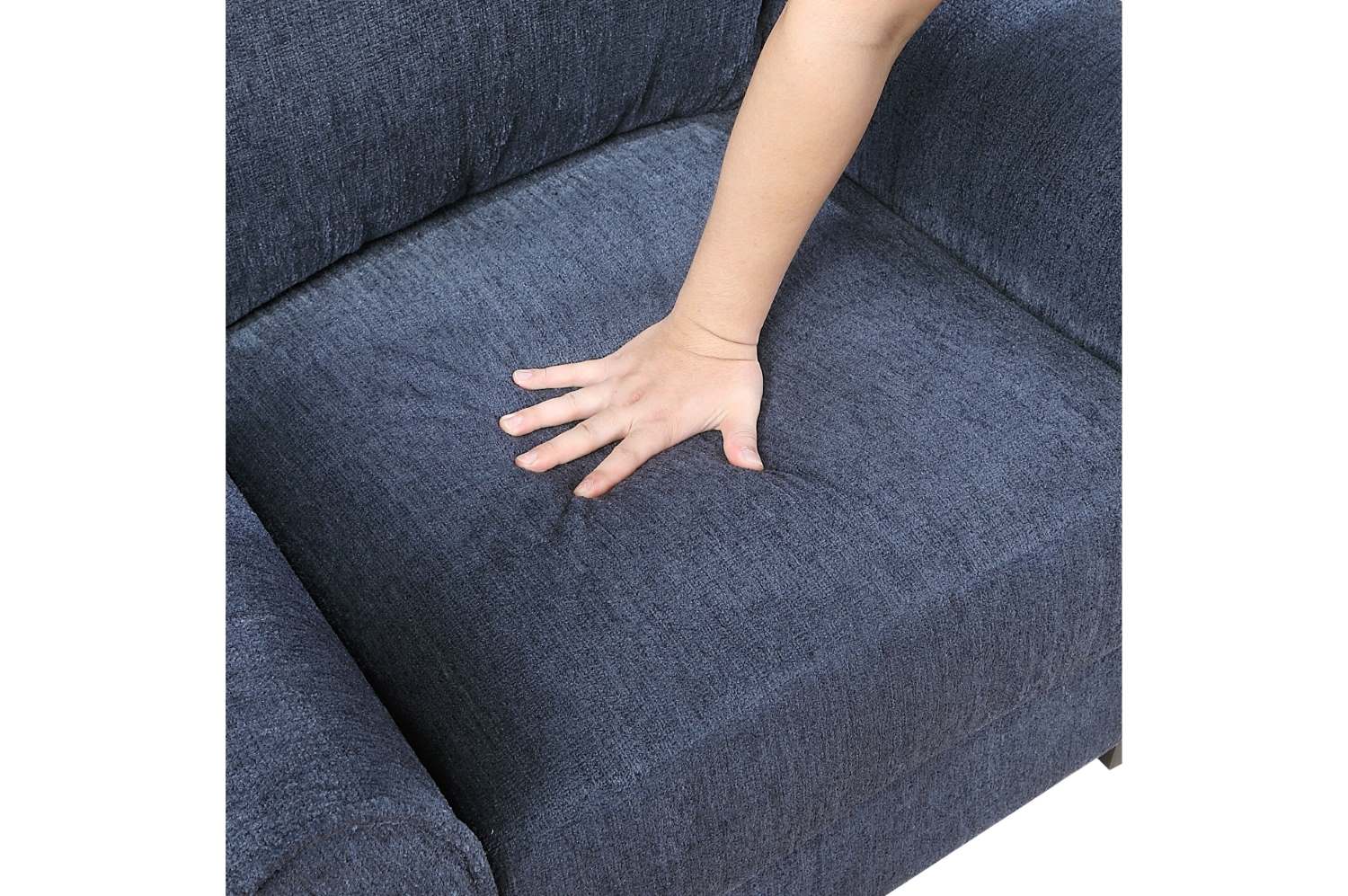 Ellery Chenille Fabric Blue Chair with Black Legs 9209